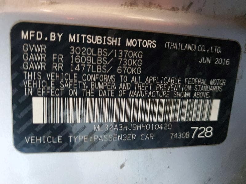 2017 MITSUBISHI MIRAGE ES 13