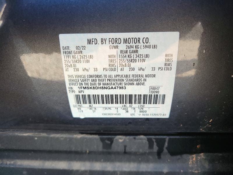 2022 FORD EXPLORER XLT 14
