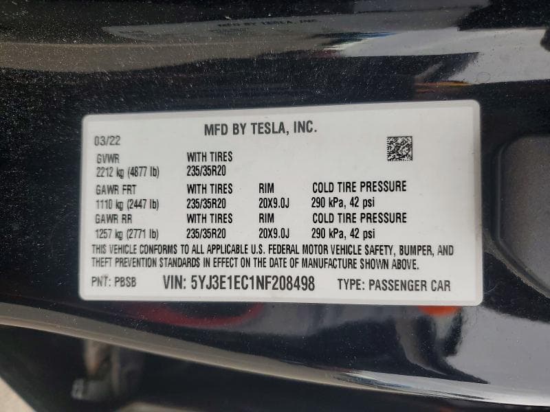 2022 TESLA MODEL 3 13