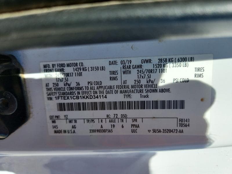 2019 FORD F150 SUPER CAB 12