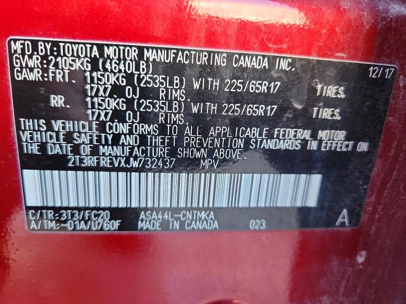 2018 TOYOTA RAV4 XLE 12
