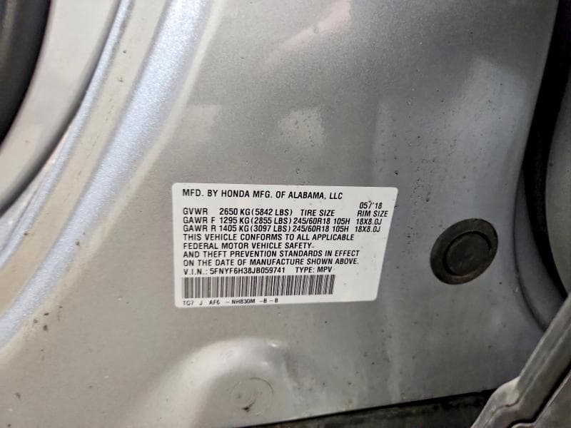 2018 HONDA PILOT EX 13