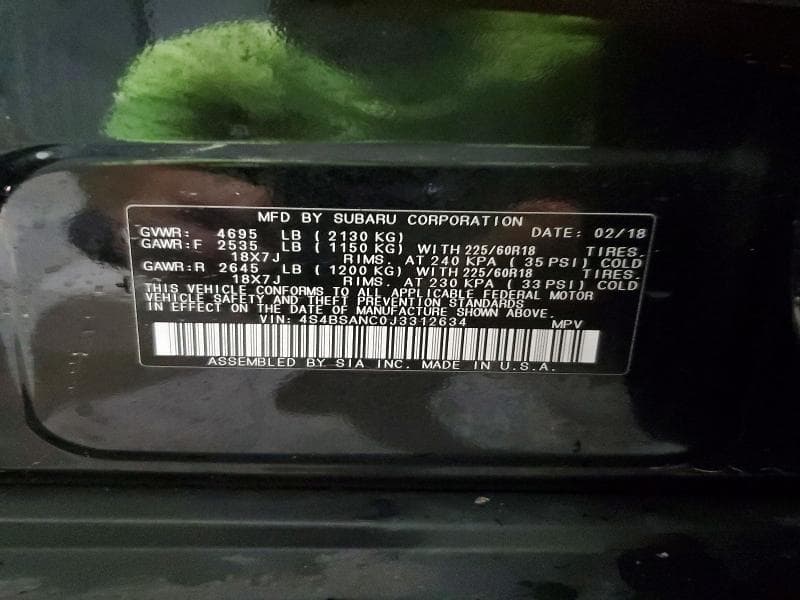 2018 SUBARU OUTBACK 2.5I LIMITED 12