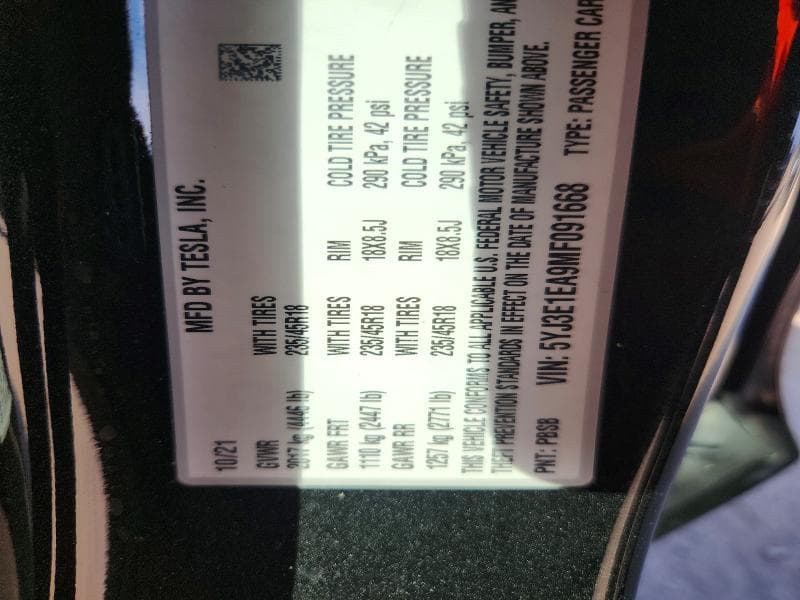 2021 TESLA MODEL 3 12