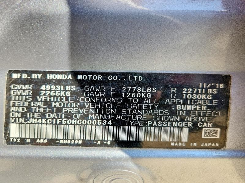 2017 ACURA RLX TECH 12