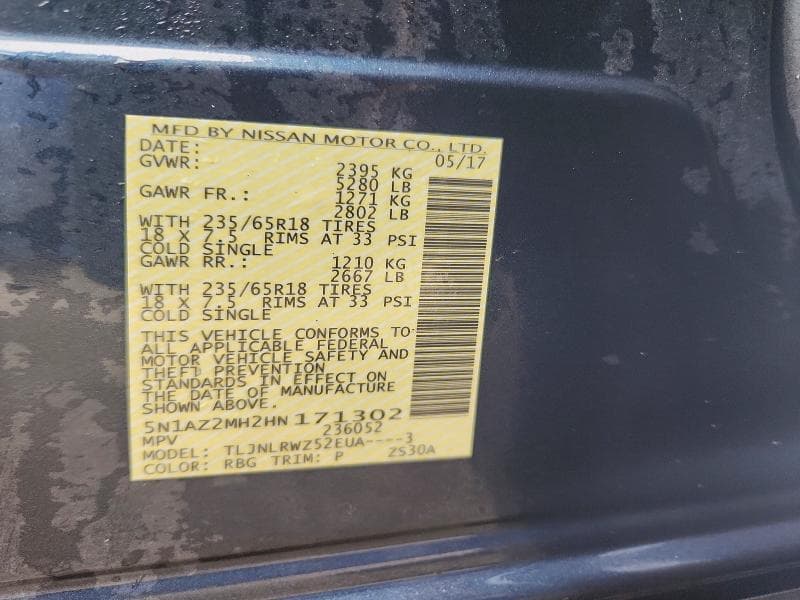2017 NISSAN MURANO SL 12
