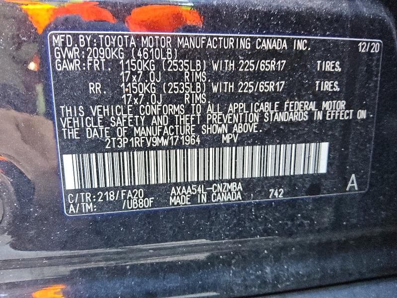 2021 TOYOTA RAV4 XLE 12