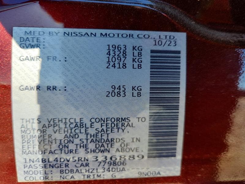 2024 NISSAN ALTIMA SV 12