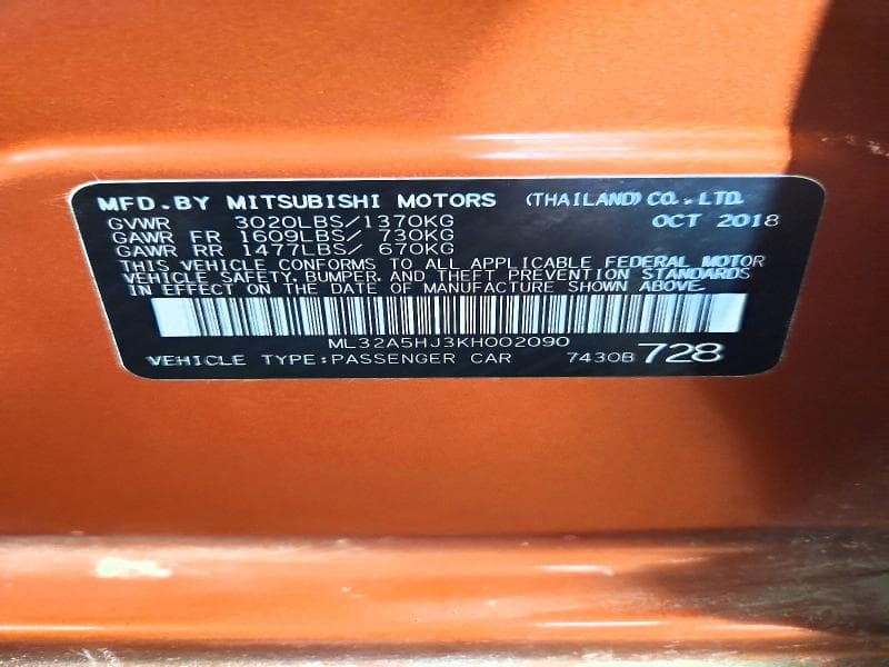 2019 MITSUBISHI MIRAGE LE 13
