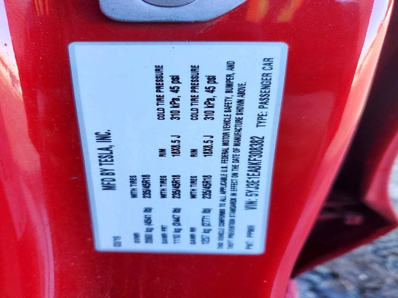 2019 TESLA MODEL 3 13