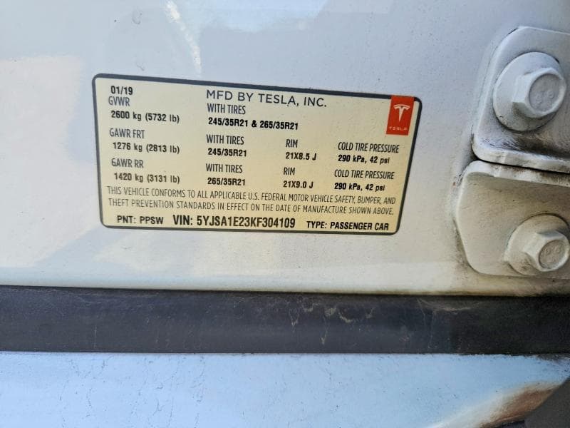 2019 TESLA MODEL S 13
