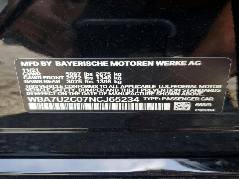 2022 BMW 750 XI 13