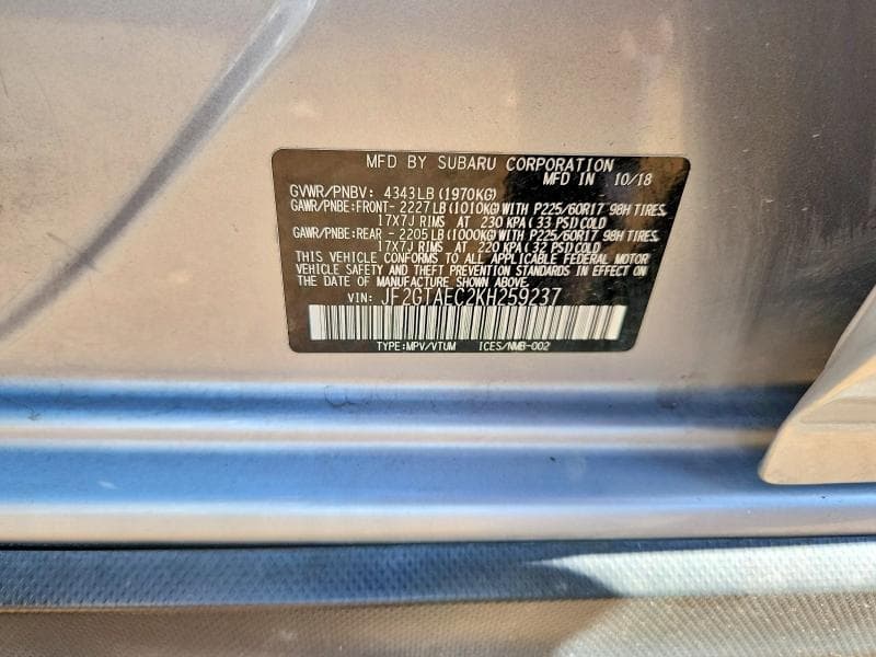 2019 SUBARU CROSSTREK PREMIUM 12