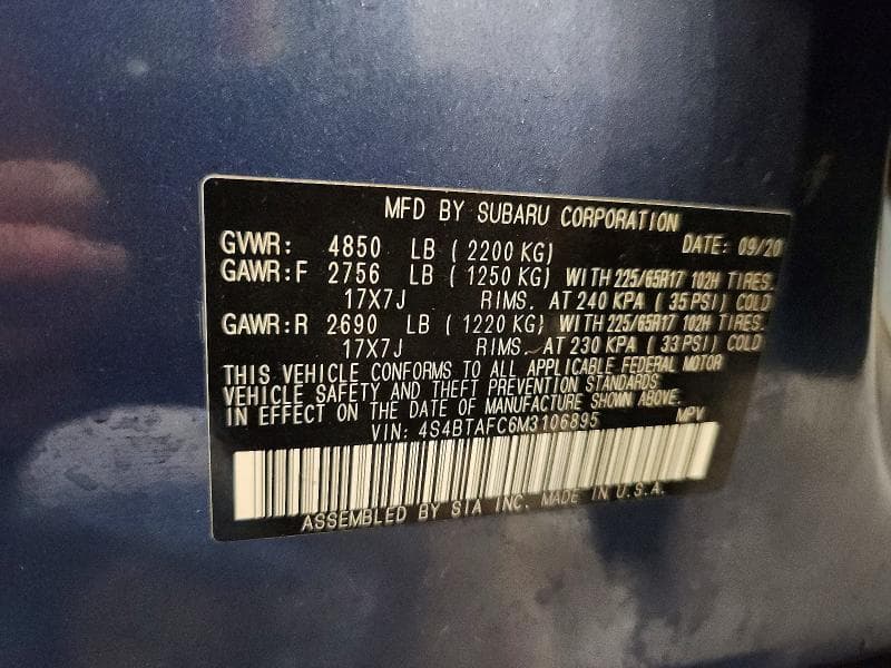 2021 SUBARU OUTBACK PREMIUM 13
