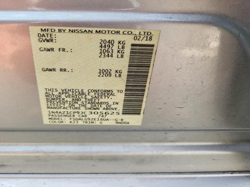 2018 NISSAN LEAF SL 12