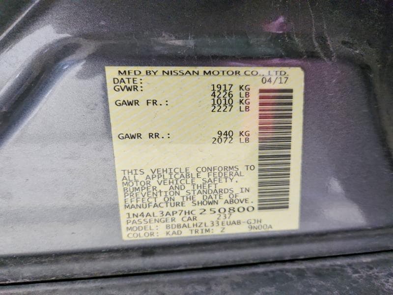 2017 NISSAN ALTIMA 2.5 SR 12