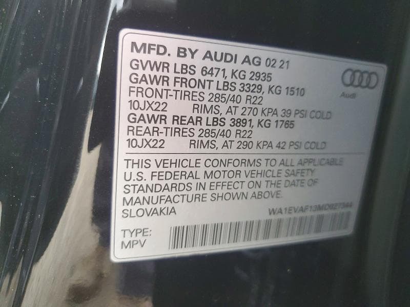 2021 AUDI Q8 PREMIUM PLUS S-LINE 13