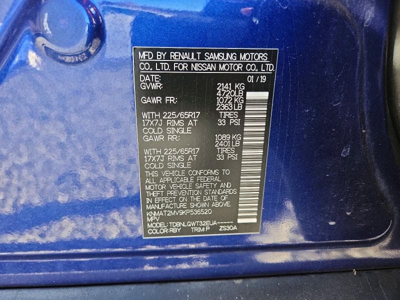 2019 NISSAN ROGUE SV 12
