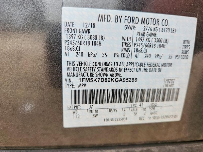 2019 FORD EXPLORER XLT 13