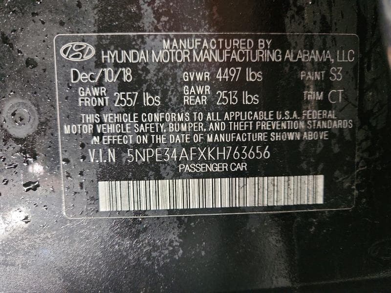 2019 HYUNDAI SONATA SEL 12