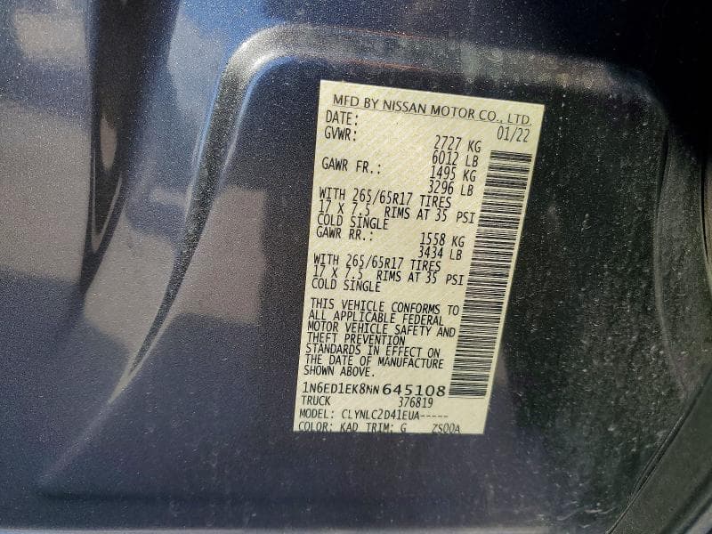 2022 NISSAN FRONTIER SV 13