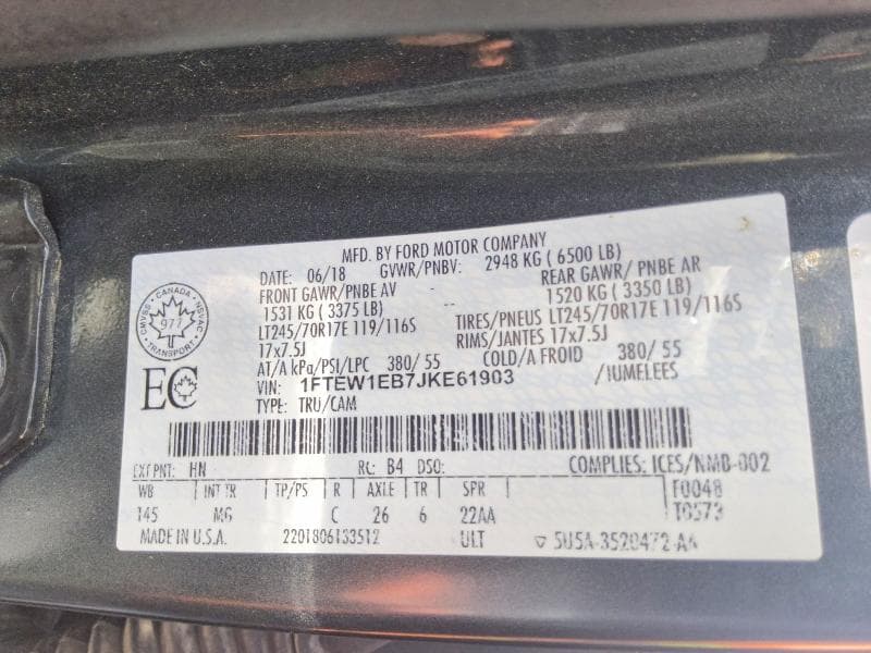 2018 FORD F150 SUPERCREW 12