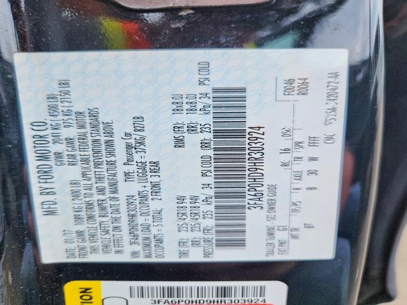 2017 FORD FUSION SE 12