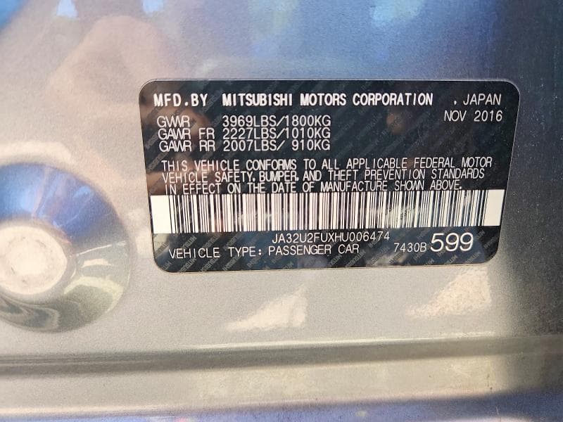 2017 MITSUBISHI LANCER ES 12
