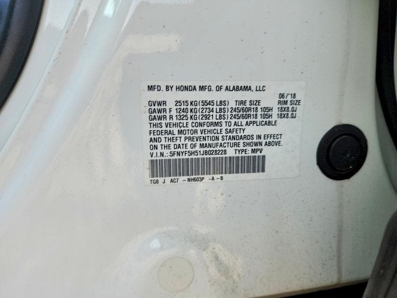2018 HONDA PILOT EXL 13