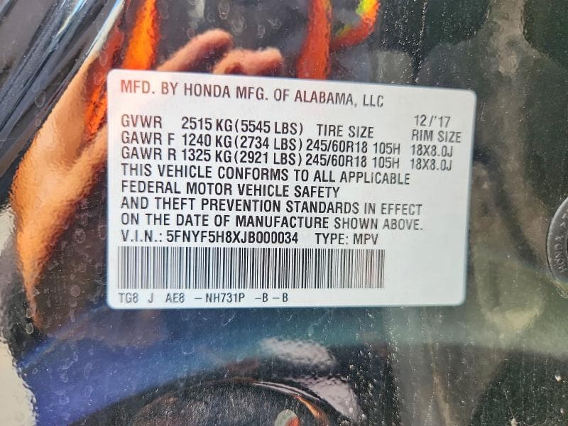 2018 HONDA PILOT EXL 13