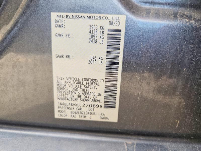 2020 NISSAN ALTIMA S 13