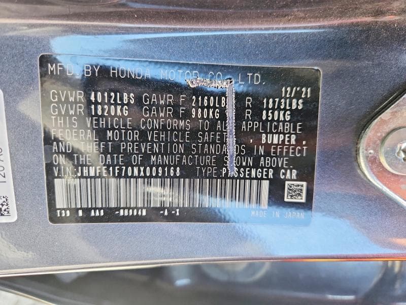 2022 HONDA CIVIC EX 12
