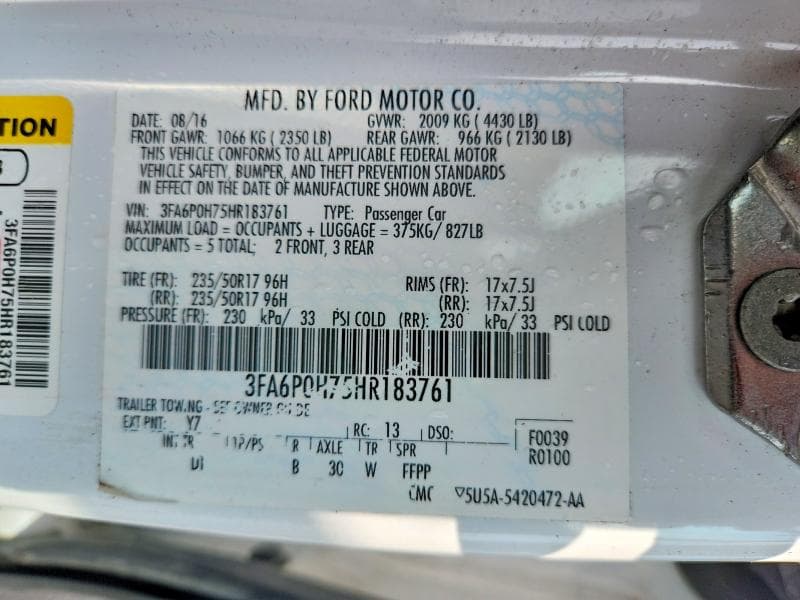 2017 FORD FUSION SE 12
