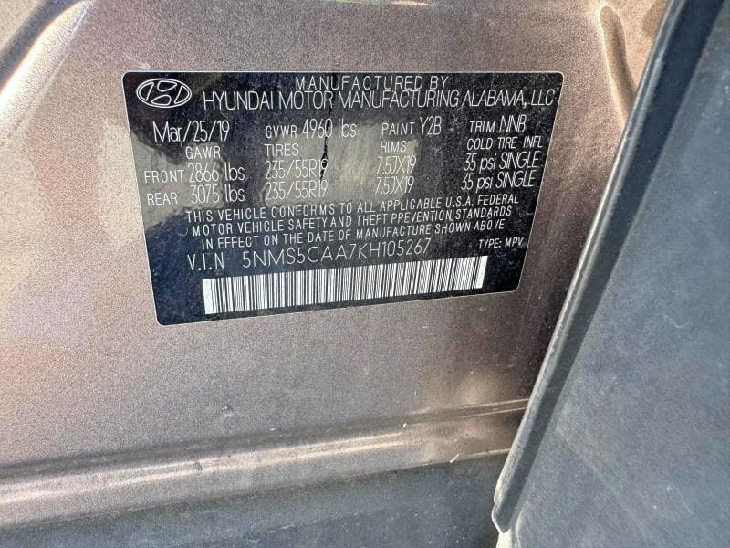 2019 HYUNDAI SANTA FE ULTIMATE 2.0T 14