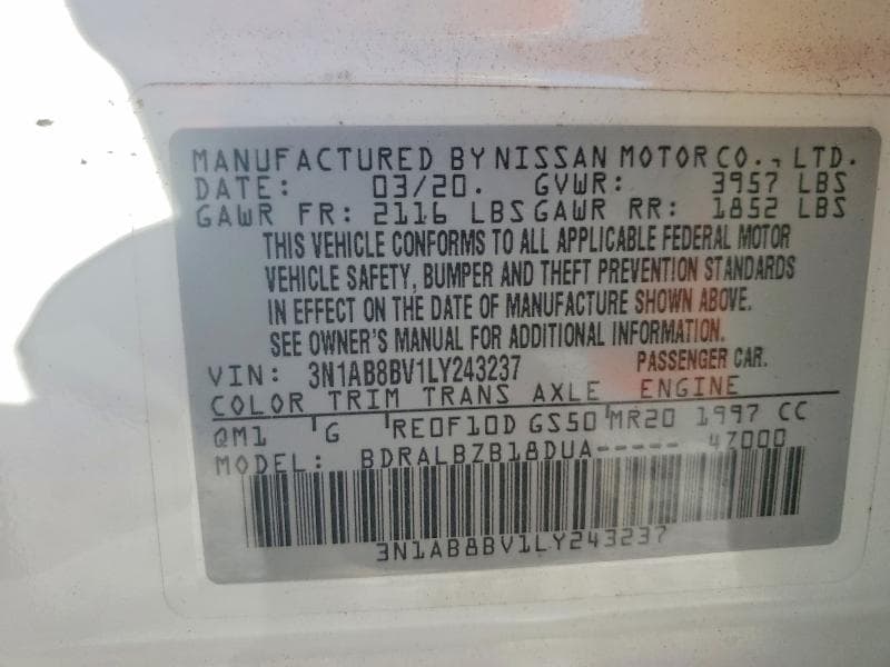 2020 NISSAN SENTRA S 12