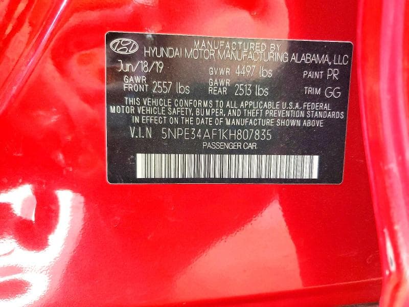 2019 HYUNDAI SONATA SEL 12