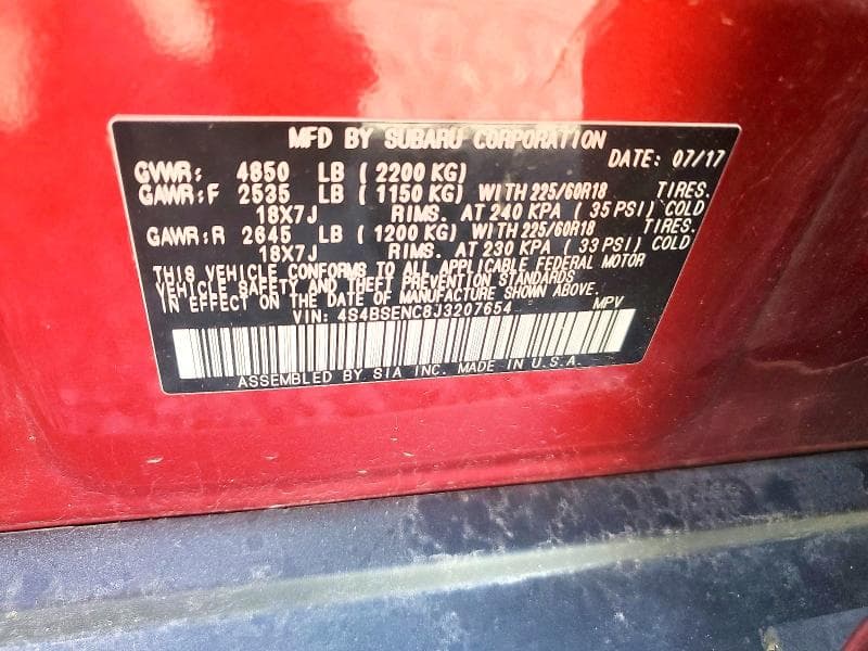 2018 SUBARU OUTBACK 3.6R LIMITED 12