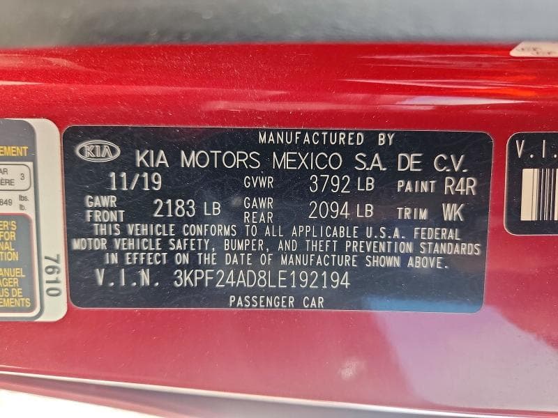 2020 KIA FORTE LXS 12