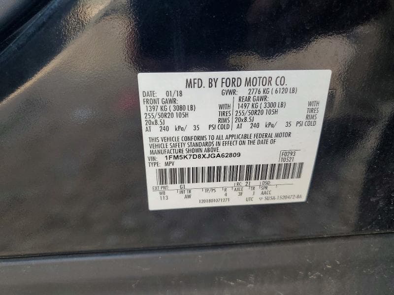 2018 FORD EXPLORER XLT 13