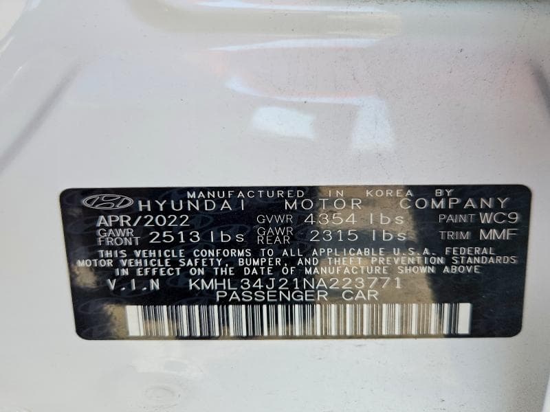 2022 HYUNDAI SONATA LIMITED 12