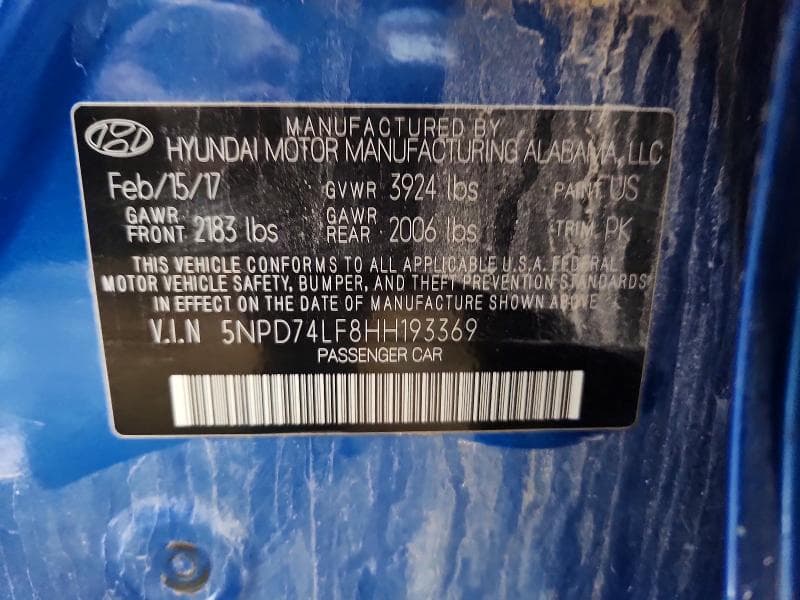 2017 HYUNDAI ELANTRA SE 13