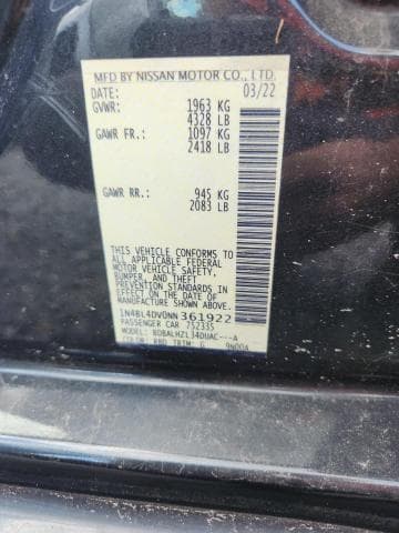 2022 NISSAN ALTIMA SV 12