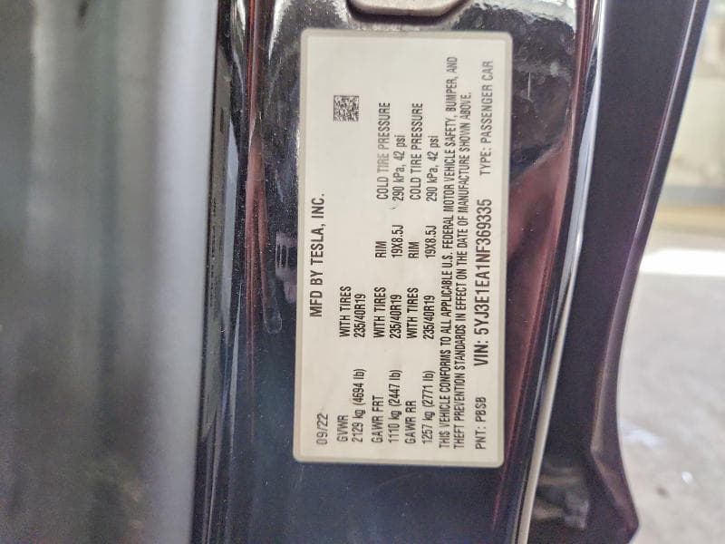 2022 TESLA MODEL 3 12