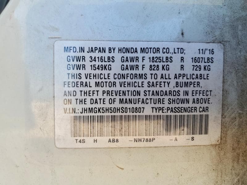 2017 HONDA FIT LX 12