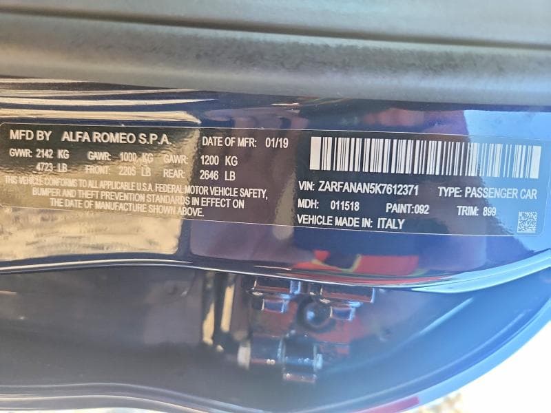 2019 ALFA ROMEO GIULIA Q4 12