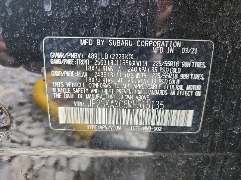2021 SUBARU FORESTER TOURING 14