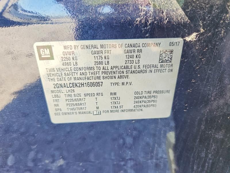 2017 CHEVROLET EQUINOX LT 12