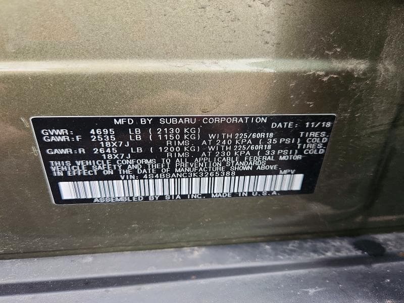 2019 SUBARU OUTBACK 2.5I LIMITED 13