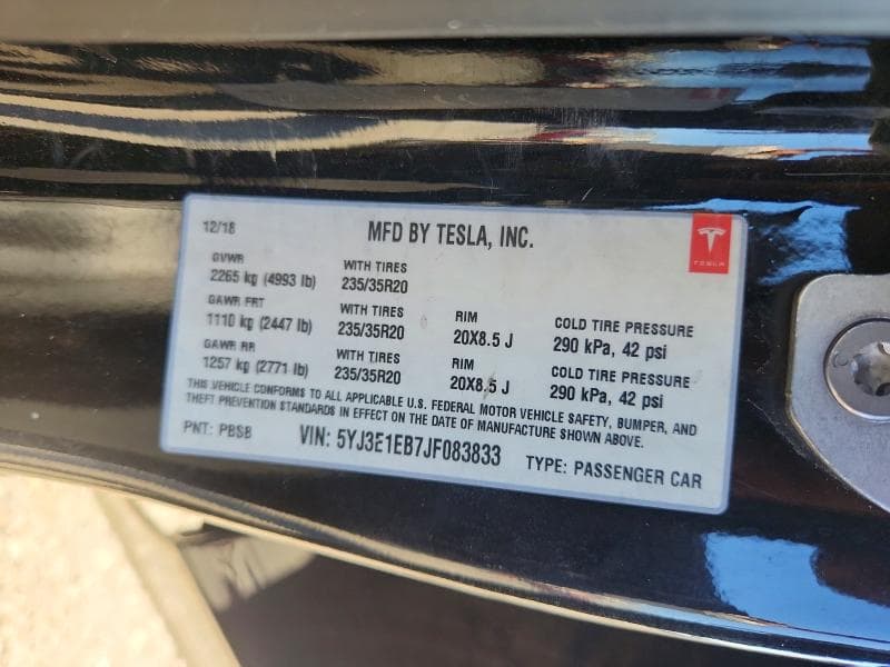 2018 TESLA MODEL 3 12