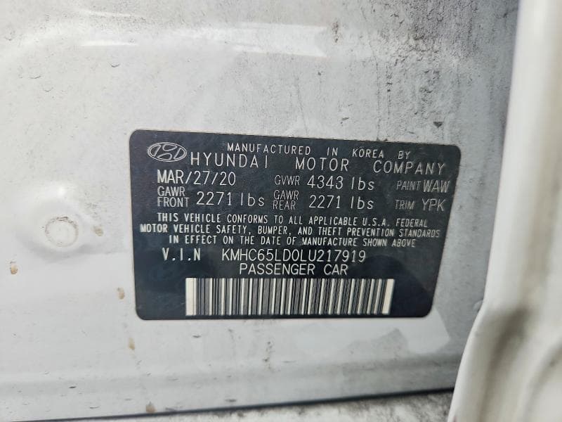 2020 HYUNDAI IONIQ SE 12